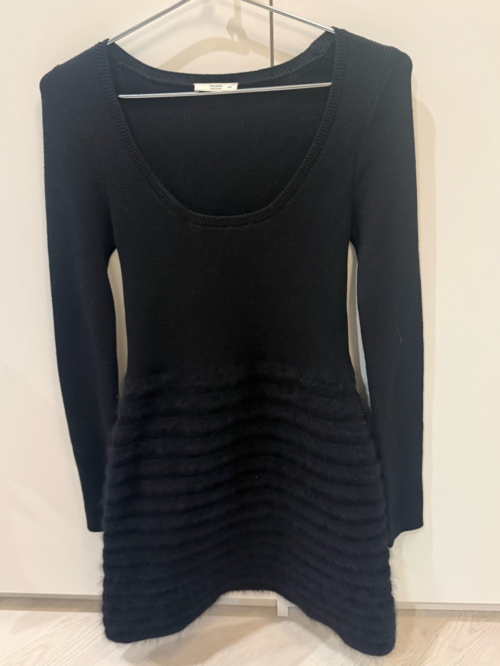 Prada very rare  black long-sleeve knit dress, in EUC size44 stretchy